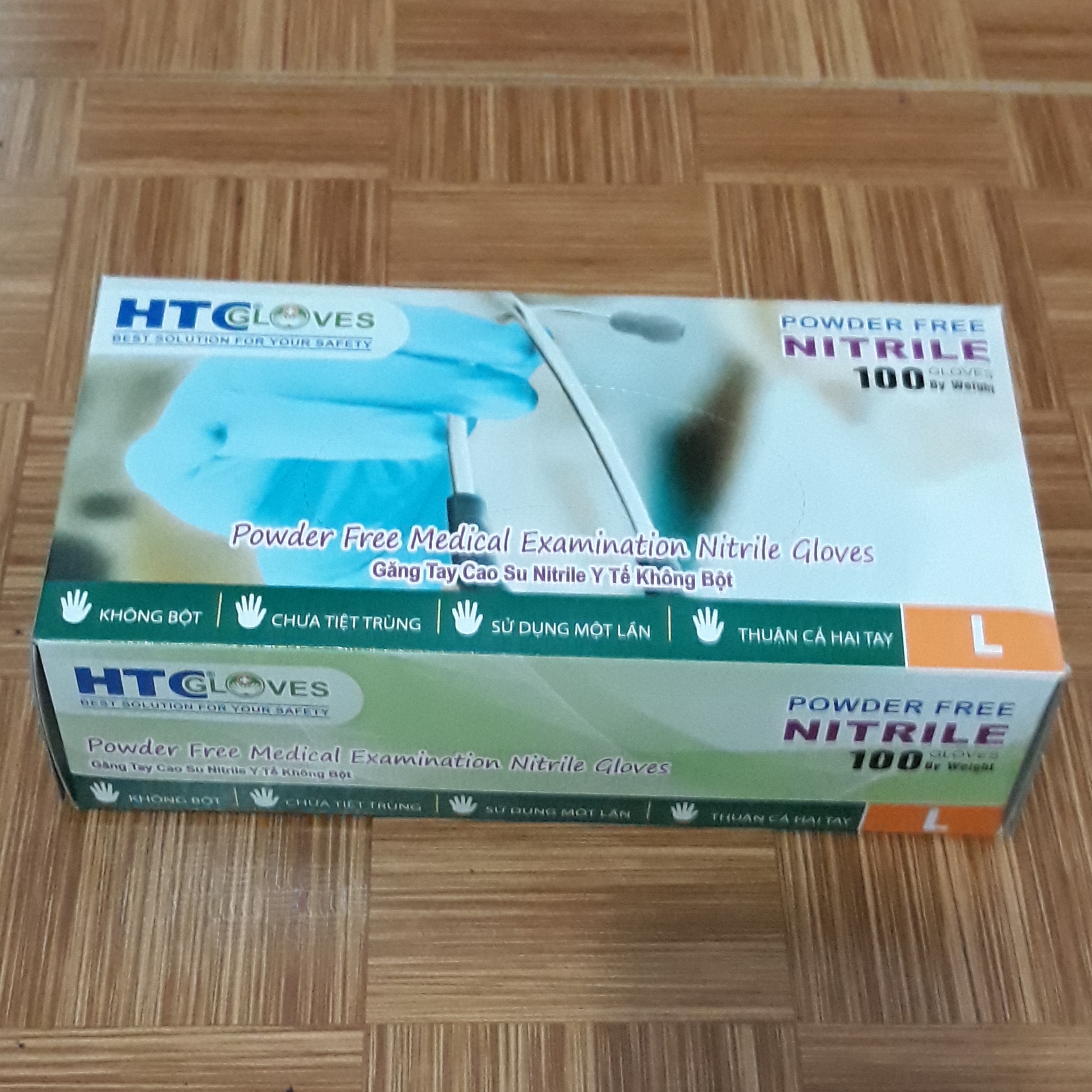 [HCM]Găng Tay ( bao tay ) Cao Su Y Tế Không Bôt HTC Glove hộp 100 cái màu xanh