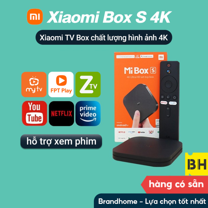 Hộp tivi Tivi Box Xiaomi Mibox S 4K (Android 8.1) ram 2G bộ nhớ 8G nhiều cổng kết nối bản...