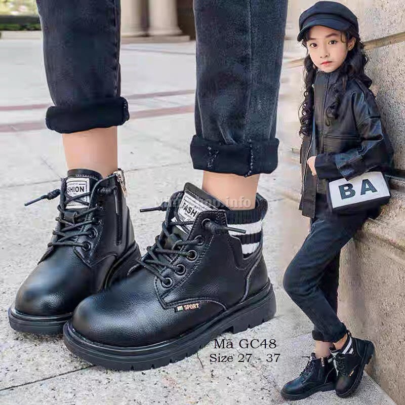 Giày boot cổ ngắn cho bé trai bé gái 3 - 12 tuổi kiểu dáng thể thao phong cách Hàn...