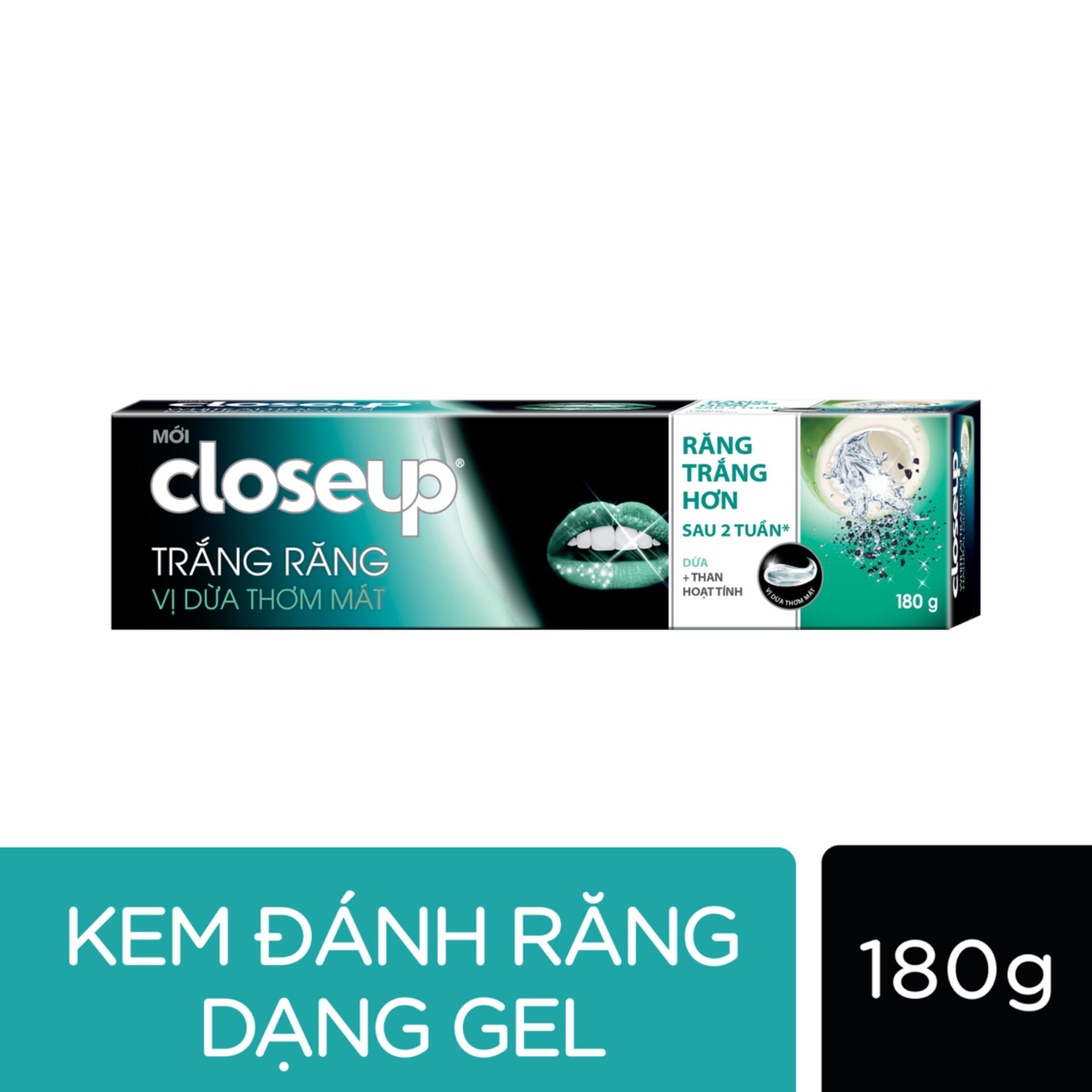 Kem đánh răng dạng GEL Closeup Trắng sáng tự nhiên Vị Dừa Thơm Mát 180g