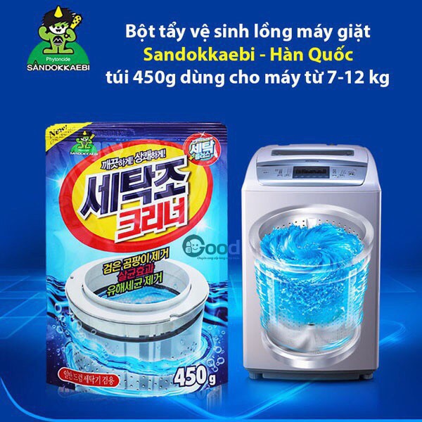 [HCM] Combo 3 bịch tẩy vệ sinh lồng máy giặt Hàn Quốc siêu sạch bịch 450g - Bột tẩy lồng...