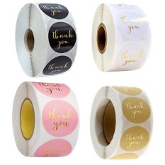500 pces etiquetas redondas do papel de embalagem obrigado você etiqueta dragees doces saco caixa de presente da flor caixas de bolo e embalagens etiquetas do casamento
