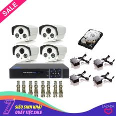 Trọn Bộ 1 Đầu Ghi Hình Camera 4 Kênh Cao Cấp Elitek+ 4 Camera AHD ELITEK ECA-50913 +1 Ổ Cứng Chuyên Dụng Seagate 160GB+ 4 Nguồn Xịn 12V+8 Jack BNC