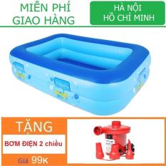 Bể bơi chữ nhật loại 2 đáy Tặng bơm điện (120 x 85 x Cao35cm) Nhà bóng Phao bơi KamiToy vận chuyển
