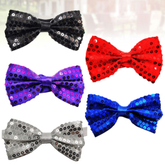 OULII 5 PCS Blue Bow Ties Men White Ties Men White Bow Tie Party Bow Ties Sequins Miss