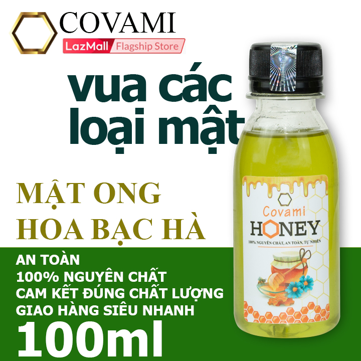 Mật ong nguyên chất hoa bạc hà COVAMI 100ml, an toàn, cam kết đúng chất lượng