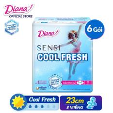 Bộ 6 gói Băng vệ sinh Diana SenSi Cool Fresh siêu mỏng cánh gói 8 miếng