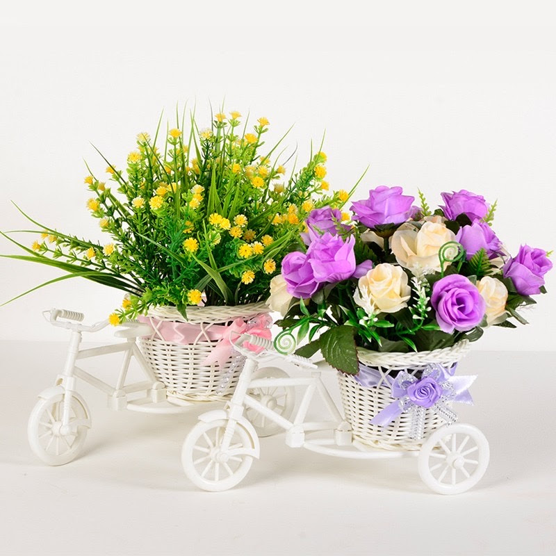 Xe đạp nhựa cực đáng yêu - Lọ cắm hoa giả - Trang trí, để bàn