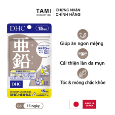 Viên uống kẽm DHC Nhật Bản thực phẩm chức năng zinc giúp ăn ngon miệng, kiểm soát nhờn giảm mụn, dưỡng tóc và móng khỏe, hỗ trợ sinh lý nam gói 15 ngày TA-DHC-ZIN15