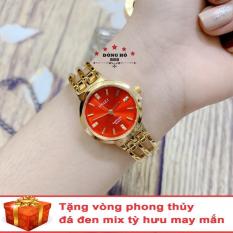 Đồng hồ nữ HALEI 5010 dây lắc thời trang ( HL5010 Dây vàng mặt đỏ ) – TẶNG 1 vòng tỳ hưu phong thuỷ