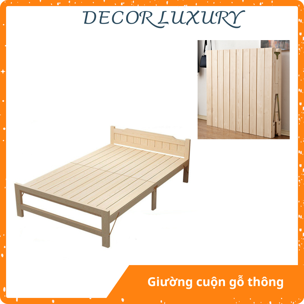 Giường xếp gỗ thông gấp gọn, giường ngủ đa năng tiện lợi kích thước 60 80 100 120 150x195cm