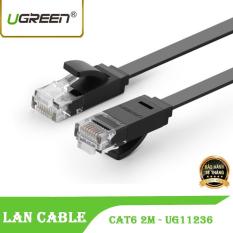 Dây cáp mạng CAT6 UTP 2 đầu đúc sẵn Ugreen NW104 11236 – dây mòng dẹt màu đen 2M tốc độ 1 Gbps