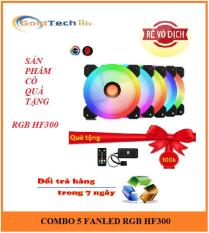 Bộ 5 fan 12cm HF300 Led RGB tặng remote và hub và vít kèm theo