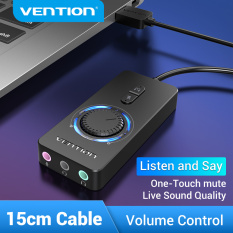 Vention USB Sound Card USB 2.0 External Stereo Sound Adapter 15cm With Volume Control Sound Card for Laptop Desktop PS4 Earphone Headset Speaker USB External Sound Card Adapter