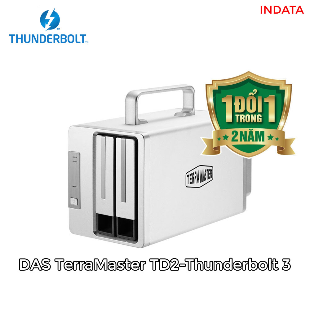 Bộ lưu trữ DAS TerraMaster TD2 Thunderbolt 3, 40Gbps, chuyên dụng cho lưu trữ và xử lý video, 2 khay...