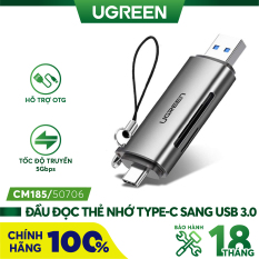 Đầu đọc thẻ USB type C với 2 khe thẻ cắm SD và TF hỗ trợ chức năng OTG UGREEN CM184 CM185 – Hàng phân phối chính hãng – Bảo hành 18 tháng