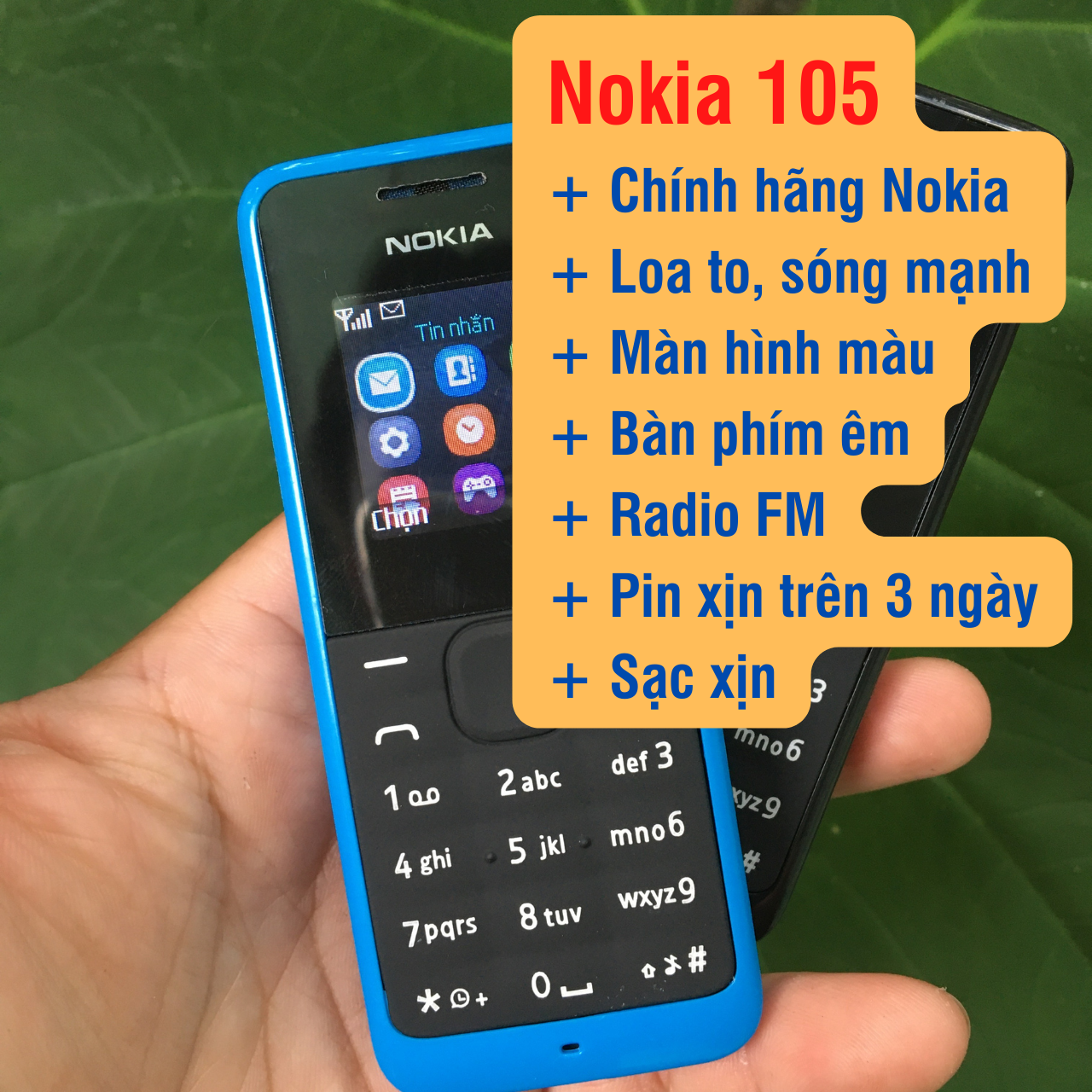 [Ảnh thật] điện thoại giá rẻ CHÍNH HÃNG – Nokia 105 – Sóng cực khỏa, loa to huyền thoại