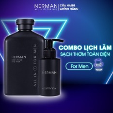 Combo lịch lãm Nerman – Sữa tắm gội Gentleman 3in1 hương nước hoa cao cấp 350ml & Gel vệ sinh nam Elegant 50g