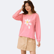 Áo Dài Tay Vải Da Cá in hoa Cúc❤️ Thun Tay Dài In Hoa Cúc ❤️Sweater nữ❤️43-56 kg❤️Ao thu đông nữ In Hoa Cúc 4 Màu – 2638