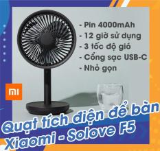 Quạt tích điện để bàn Xiaomi – Solove F5, chạy 12 tiếng, pin 4000mAh, công suất 5W, 3 tốc độ, có tuốc năng quay, 3 màu sắc tùy chọn – Màu đen