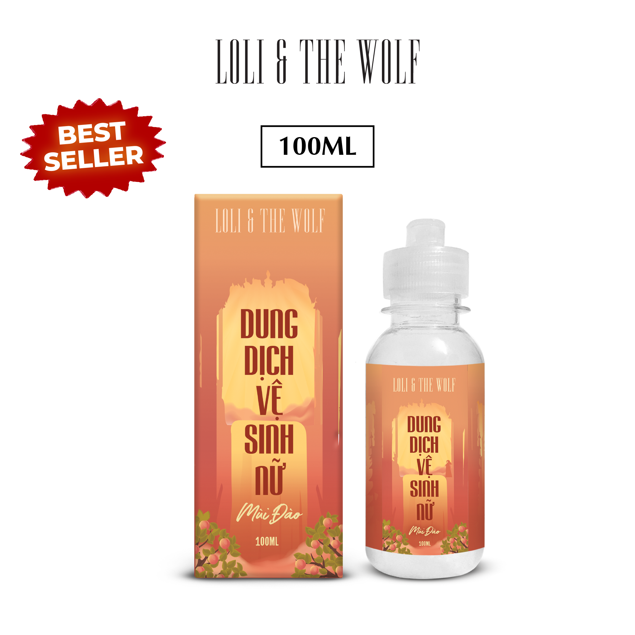Dung dịch vệ sinh phụ nữ mùi đào thơm mát thành phần tự nhiên chai 100ml – LOLI & THE WOLF