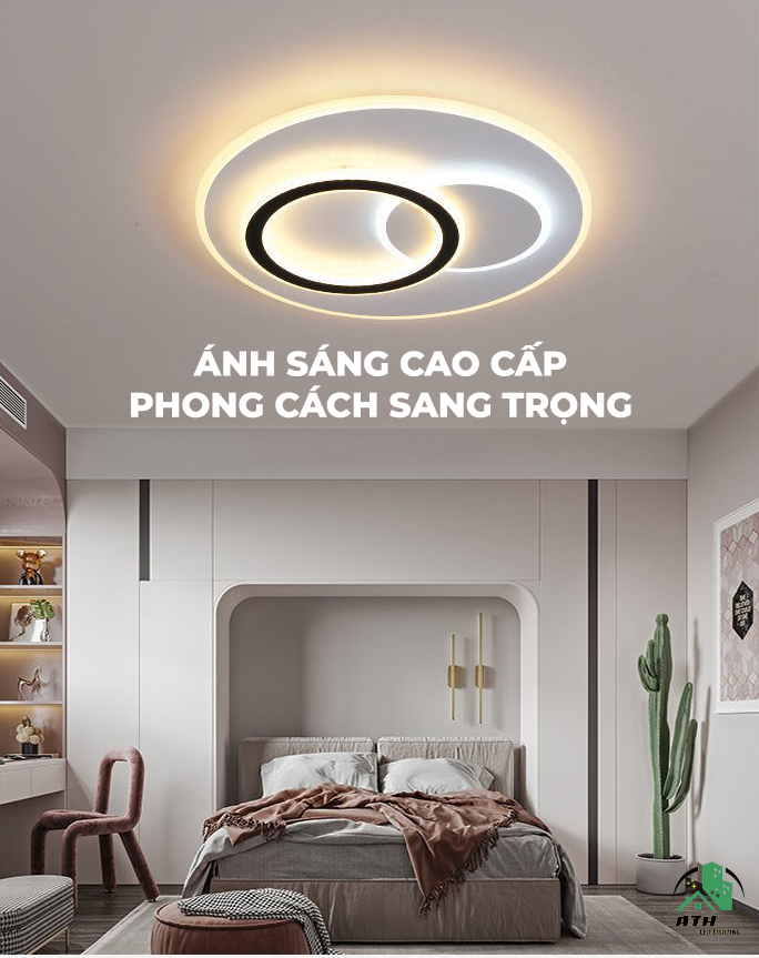 Đèn ốp trần ATH LIGHTING loại đèn trần led 3 màu trang trí phòng ngủ, phòng khách có thể điều...