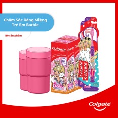 Bộ 2 kem đánh răng & bàn chải đánh răng trẻ em Colgate Barbie tặng kèm ly xinh xắn