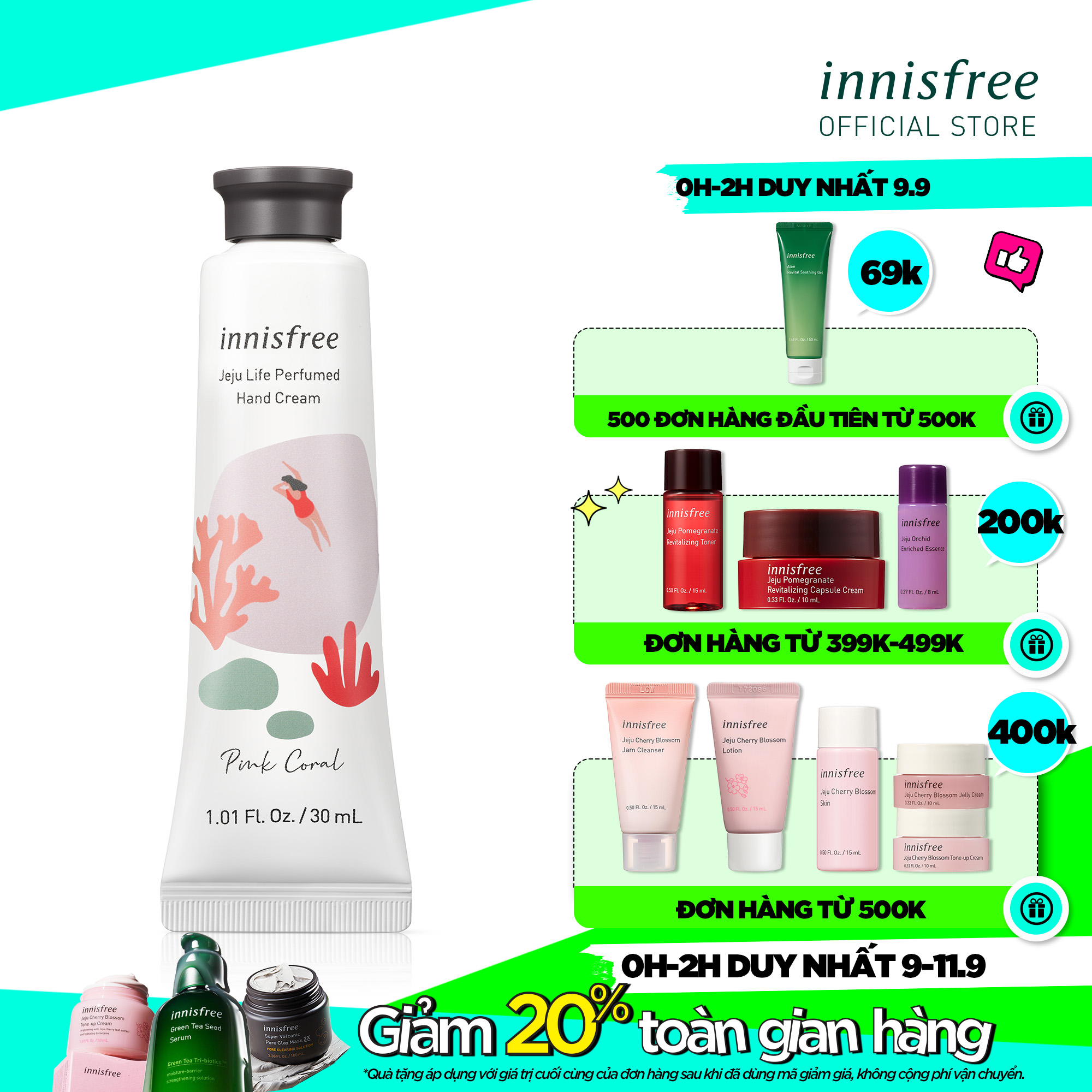 Kem dưỡng da tay innisfree Jeju Life Perfumed Hand Cream Pink Coral 30ml