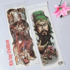 Combo 2 tấm hình xăm dán tattoo kín tay 17x48cm quan công (Mua 1 tặng 1. Chọn mẫu tùy thích) MX-3055