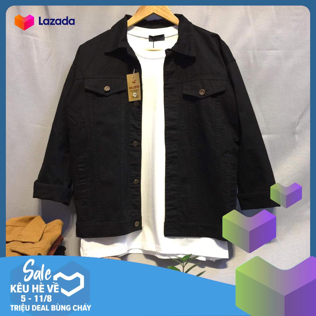 ÁO KHOÁC KAKI JEAN NAM UNISEX MÀU ĐEN SHOP SAIGON MEN
