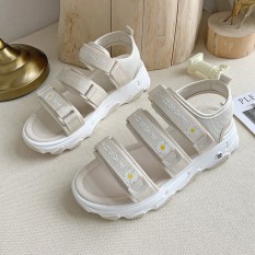 (3 MÀU) Sandal nữ Ulzang thời trang 3 hoa cúc đế cao 3 phối màu đẹp trẻ trung sang chảnh