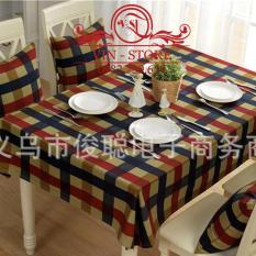 140x180cm – Khăn trải bàn cao cấp có pvc chống thấm sọc caro xanh đỏ bảng to blue red table cloth vintage canvas