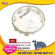 Trống lắc tay – trống gõ bo – Tambourine Yamaha MT6-102T (Trắng trong) + Bao da 3 lớp – HappyLive Shop