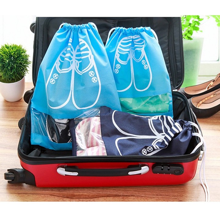 Túi đựng giày dép vải dù dây rút cao cấp, bảo quản chống ẩm mốc, bỏ vừa vali du lịch