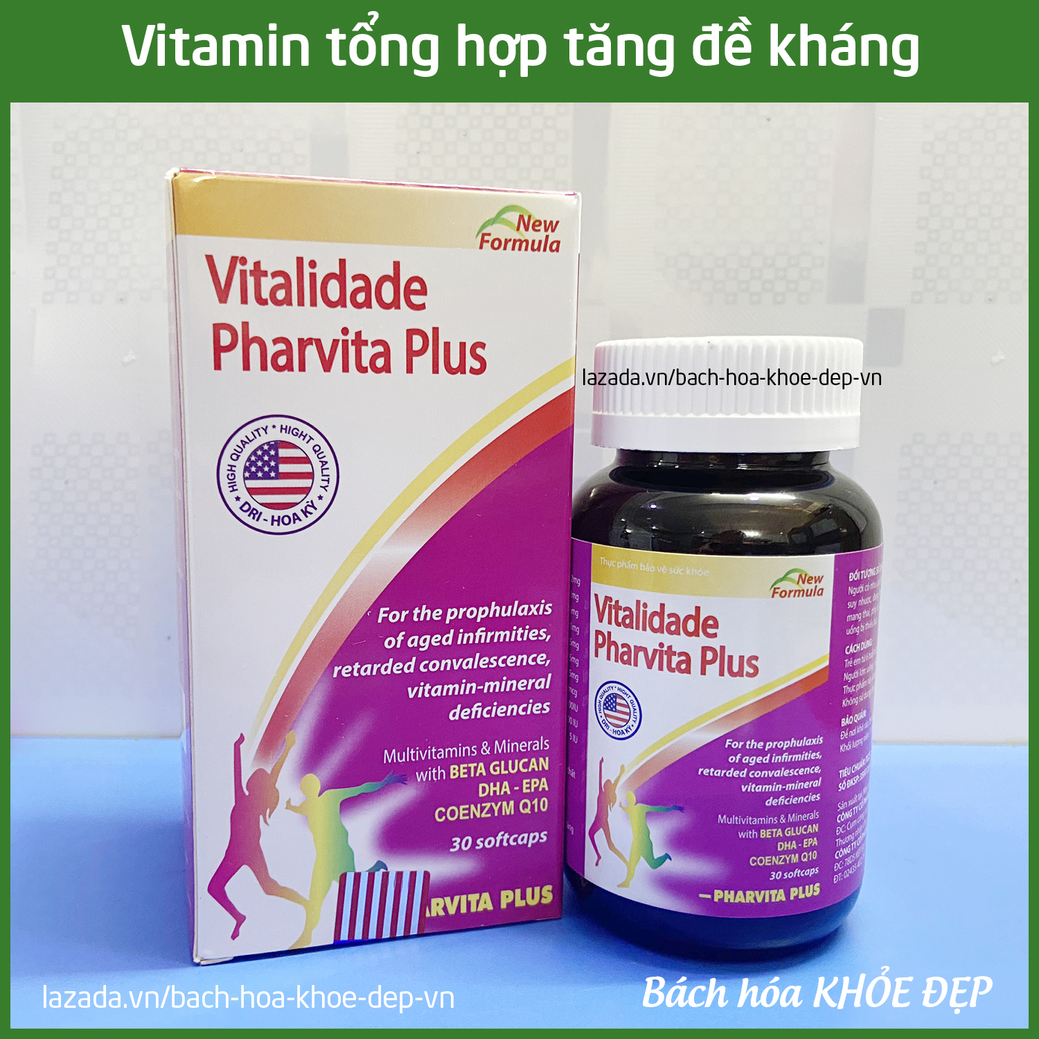 Viên uống vitamin tổng hợp Vitalidade Pharvita Plus bồi bổ cơ thể, tăng cường sức đề kháng, giảm mệt mỏi...