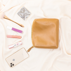 Túi Clutch nữ nâu cầm tay mềm da bò màu nâu chính hãng Làng Da Việt LDV0035