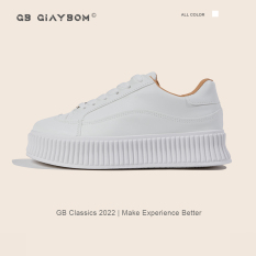 Giày Sneaker Nữ, Thể Thao Độn Đế Bánh Mì Tăng Chiều Cao Màu Trắng Đẹp Mới Nhất giayBOM GB Classics B1176