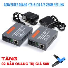Converter Netlink HTB 3100 AB Single-mode 25 km loại 1 sợi quang tặng 02 đầu quang
