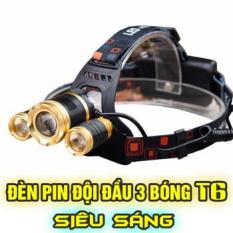 Đèn pin đội đầu 3 bóng siêu sáng T6 (có sẵn 2 pin)