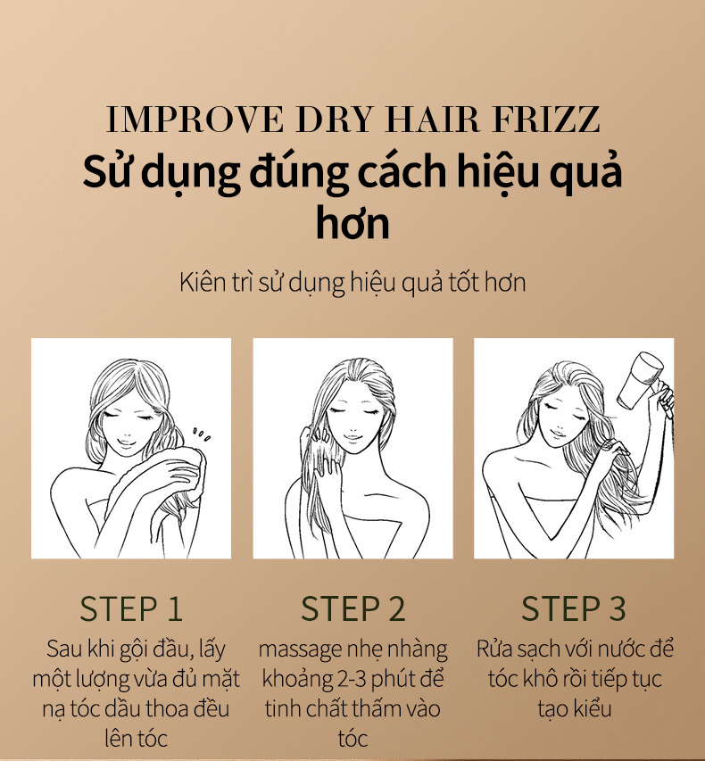 Kem dưỡng tóc, phục hồi tóc khô tóc xoăn xù, dưỡng tóc bị hư tổn do uốn nhuộm, sử dụng...