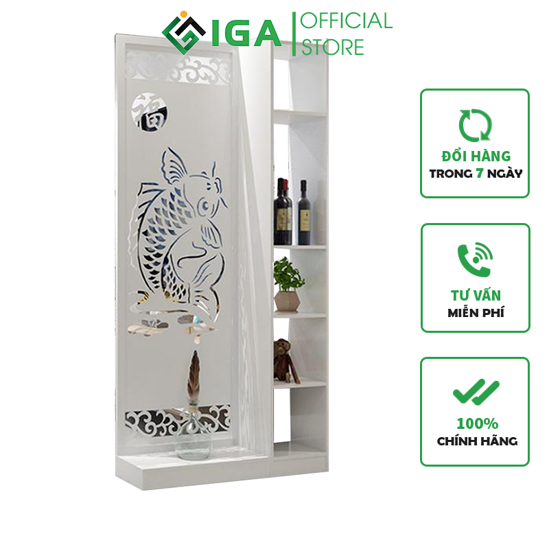 Vách Ngăn, Bình Phong Phong Thủy Họa Tiết Cá Chép Hóa Rồng - IG494