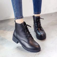 Bốt dây siêu đẹp – giày boot nữ giày bốt nữ cao gót cổ cao da màu đen cột dây đế cao phong cách hàn quốc thời trang công sở học sinh đi chơi đi học giá rẻ dưới 100k