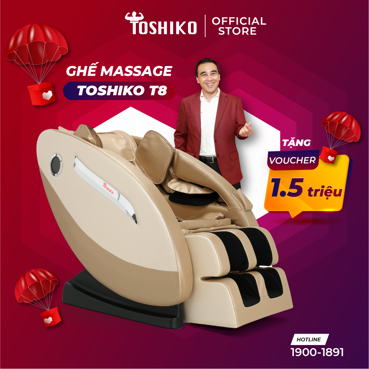 Ghế massage trị liệu toàn thân Toshiko T8 hàng chính hãng, bảo hành 6 năm