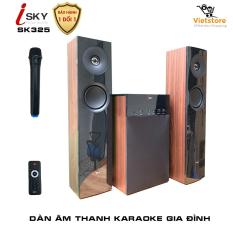 Dàn karaoke gia đình – Dàn âm thanh khủng kết nối Tivi , iphone, ipad, smartphone Hát karaoke – loa vi tính cỡ lớn âm thanh Hifi siêu Bass có kết nối Bluetooth nghe nhạc USB thẻ nhớ Isky – SK325 (Tặng kèm Micro không dây) – Thiết kê vân gỗ