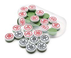 Bộ quân bàn cờ Tướng đế xanh + bàn Da (Simili)
