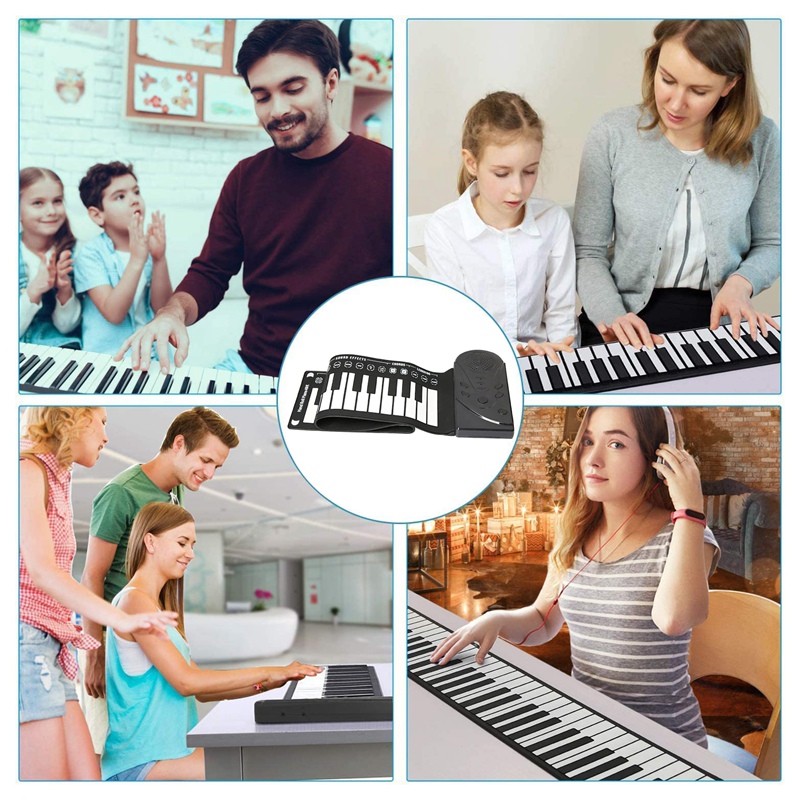 Roll Up Piano 49 Keys Portable Roll Up Piano Portable Keyboard Piano for Children Beginners Family Fun Travel Adults
