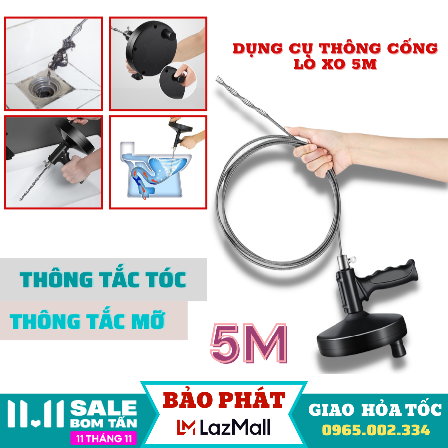 thông tắc cống, thông cống nghẹt, dây thông cống, Dụng Cụ Thông Tăc Cống Thế Hệ Mới Chọn Ngay Dụng Cụ Thông Tắc Bồn Cầu Giá Rẻ Dây Dài 5M Nhựa Bọc Thép Chống Gỉ Thông Ống Thoát Nước Ống Cống Bồn Cầu Sản Phẩm Hữu Ích