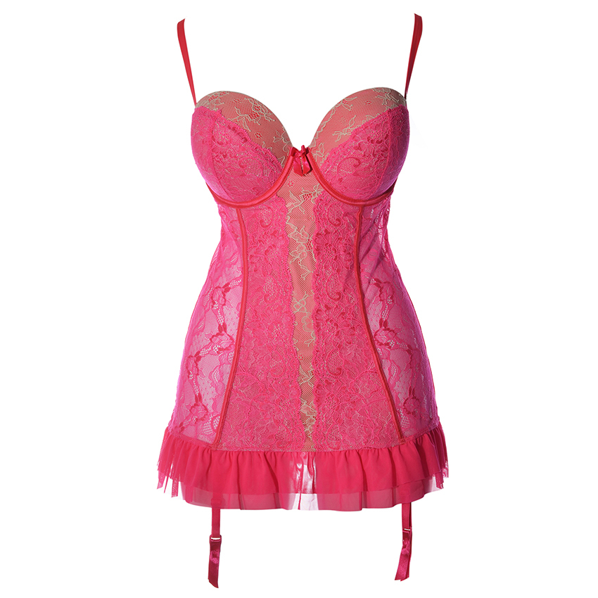 Bộ liền ren corset Princess Lace Babydoll Set Viviane ĐN1215_01XS (Hồng sen)