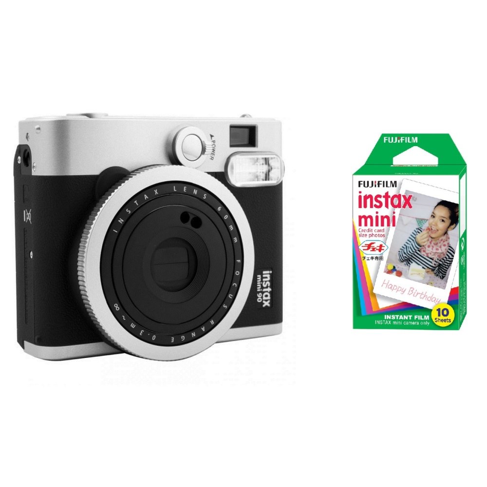 Bộ Máy ảnh chụp lấy liền Fujifilm Instax Mini 90 (Đen) và Giấy in cho máy ảnh Fujifilm Instax Mini