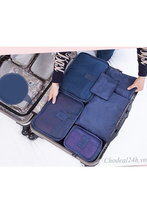Bộ túi chia đồ dùng cá nhân và quần áo ra 6 túi Kim Phát (xanh đậm)